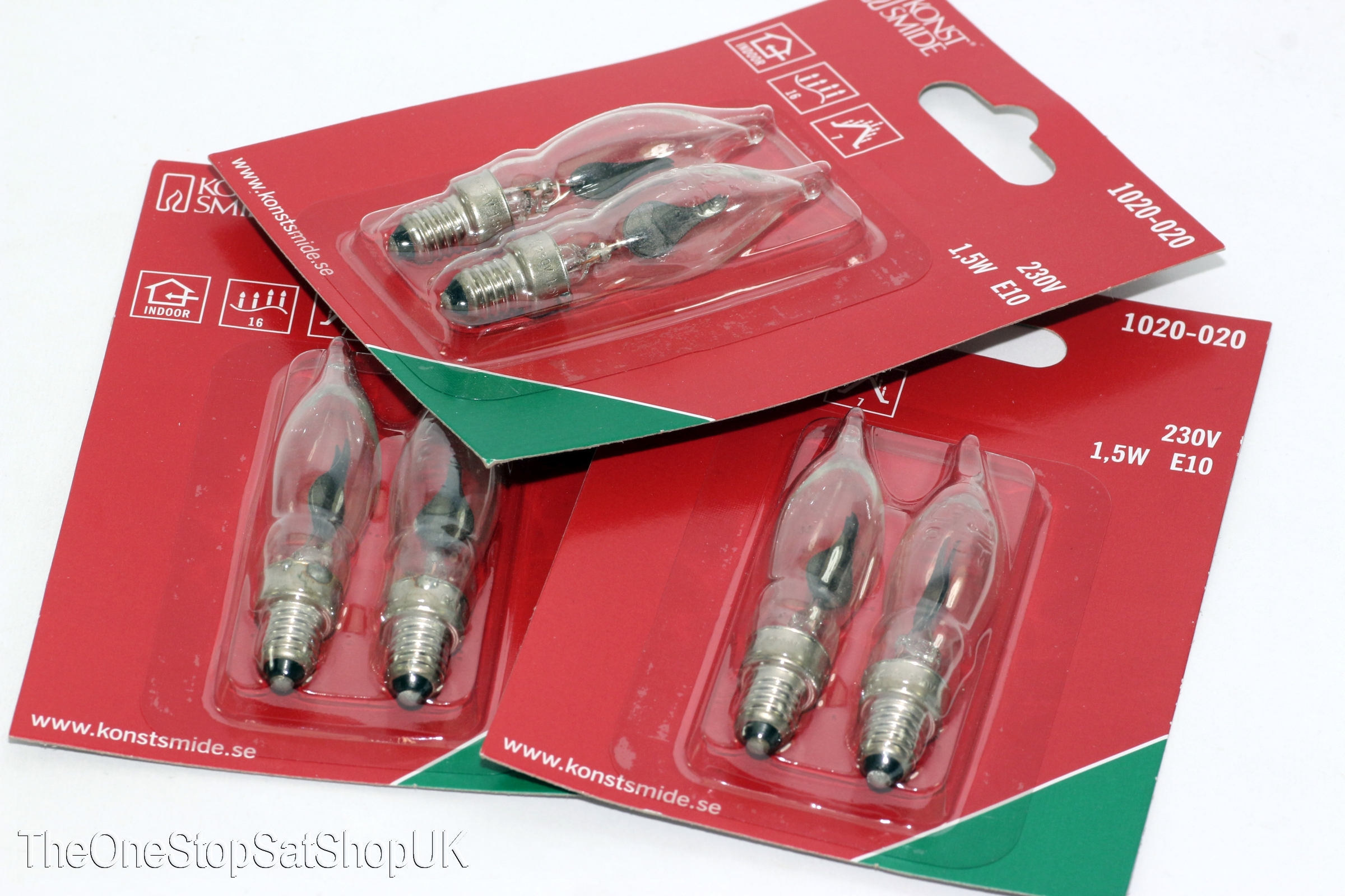 6 Pack Of KonstsmIde 230V, 1.5W, E10, Flicker Flame Candle