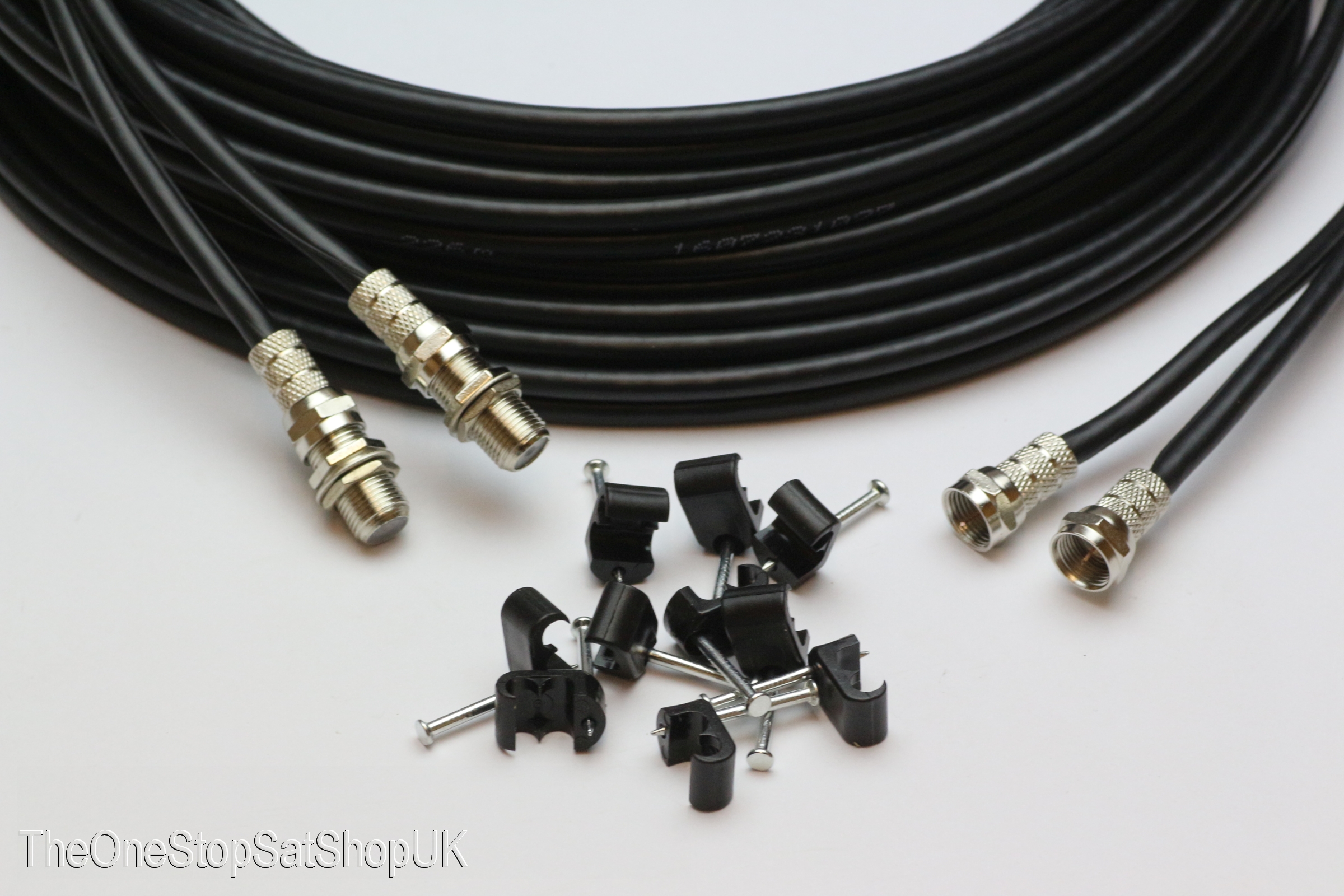 10m Black Twin Satellite Shotgun Extension Cable Sky Plus SKY HD