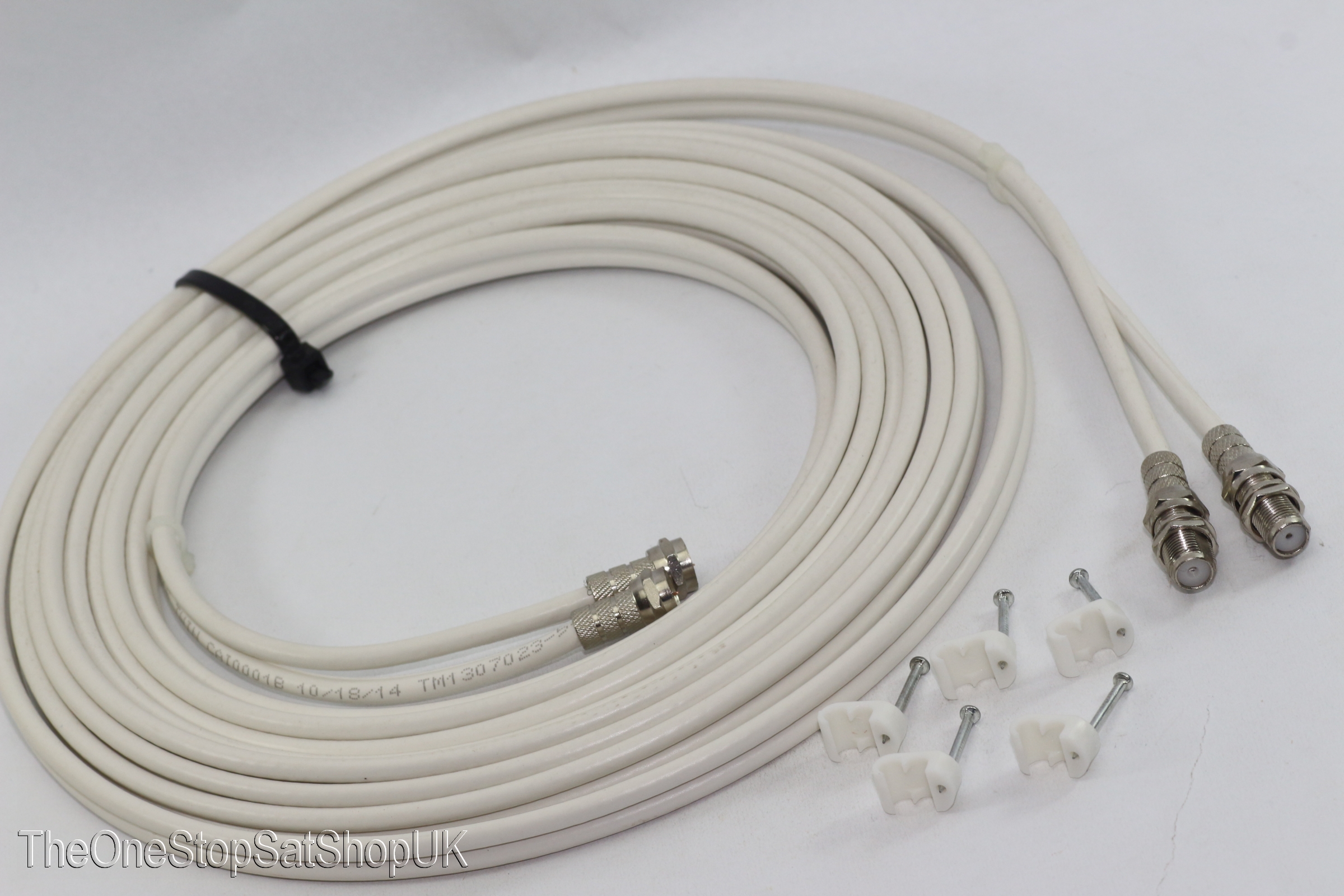 5m White Twin Satellite Shotgun Extension Cable, Sky Plus, SKY HD