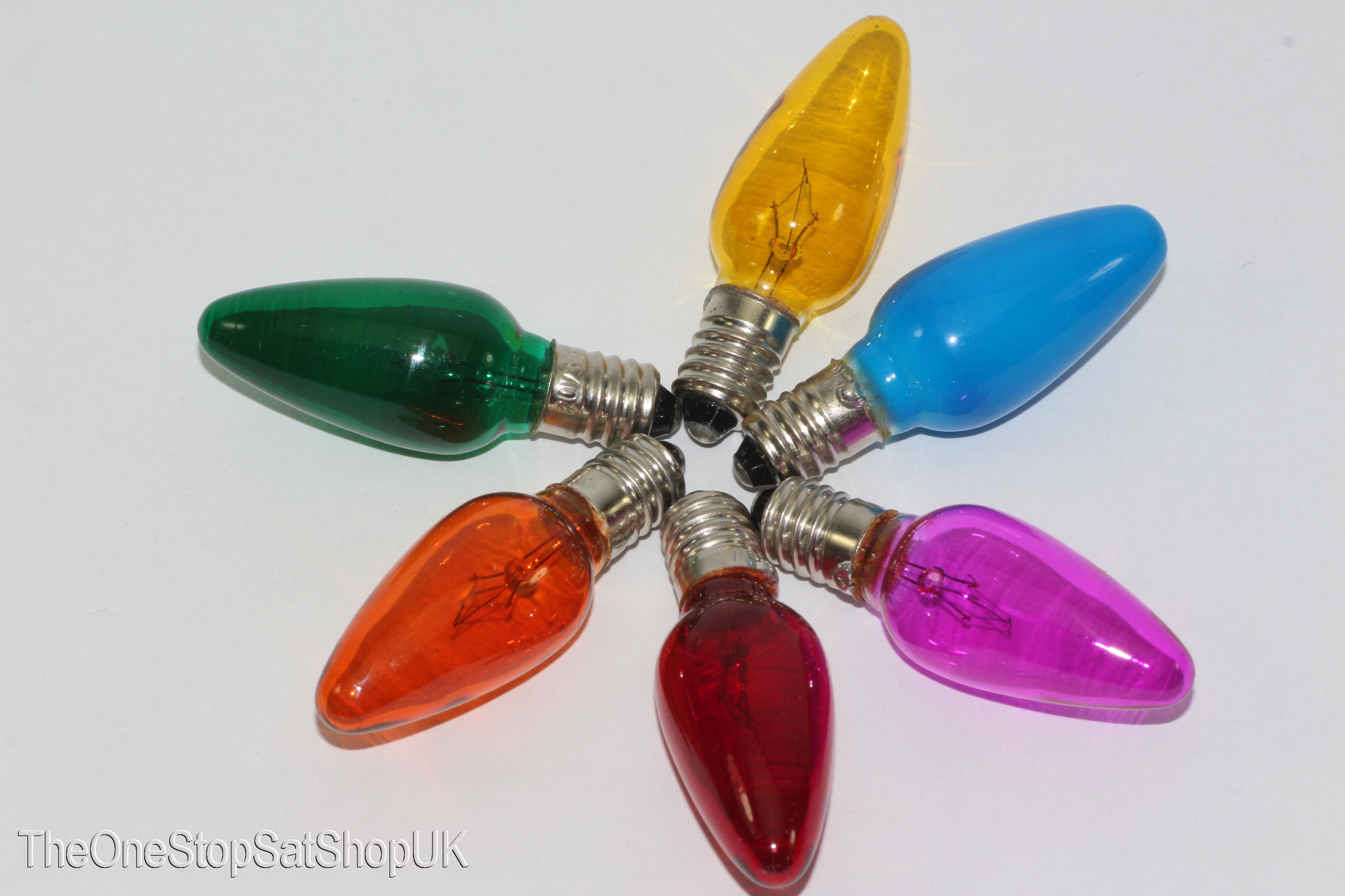 6 x 20V 3W E10 MES Multi Coloured Christmas Fairy Lights Spare Bulb